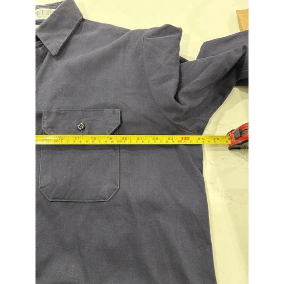 Amorex FR by UniFirst Button Up Long Sleeve Shirt 16.5 ARC 2 Navy Blue UltraSoft - Picture 9 of 10